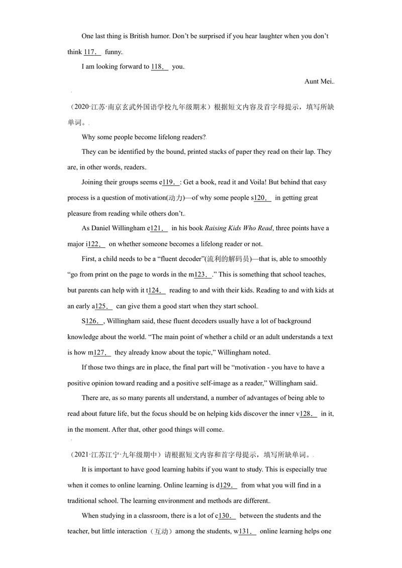 《专题05短文填空15道（各地名校最新期末真题）-2021-2022学年九年级英语上学期期末复习查缺补漏冲刺满分（重点知识+难点易错点）人教版_初中英语789_26秋最新人教版英语九年级上册》第9页预览