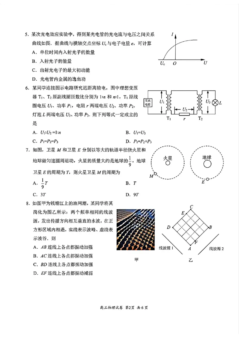 《物理试题+答案苏锡常镇四市2026届高三下学期5月教学情况调研（二）_2024-2027高三（6-6月题库）_2026年05月高三试卷_260507苏锡常镇四市2026届高三下学期5月教学情况调研（二）（全科）》第2页预览