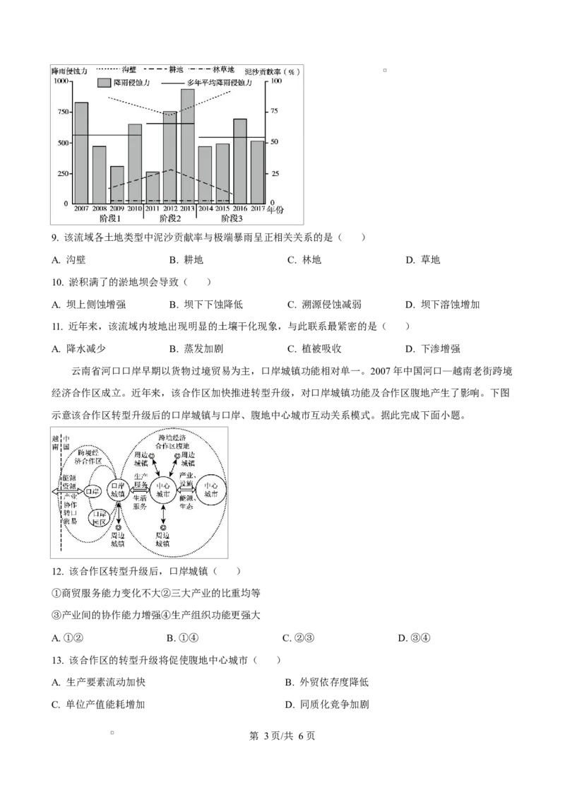 《湖南省师范大学附属中学2025-2026学年高二下学期第一次大练习地理试题（原卷版）_2024-2027高二（7-7月题库）_2026年04月高二试卷》第3页预览