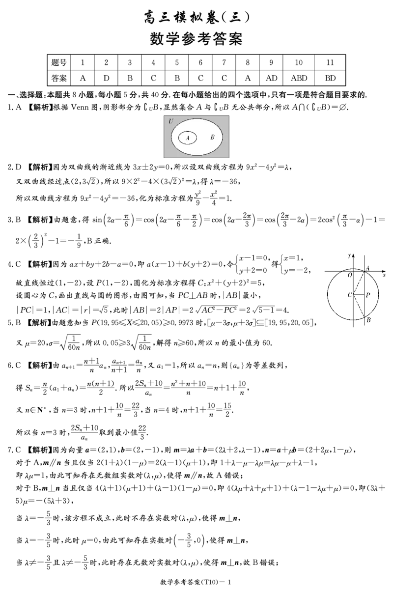 《湖南师大附中2026届高三适应性月考卷（十）数学答案_2024-2027高三（6-6月题库）_2026年06月高三试卷_260602湖南师范大学附属中学2026届高三考前模拟（三）月考十（全科）》第1页预览