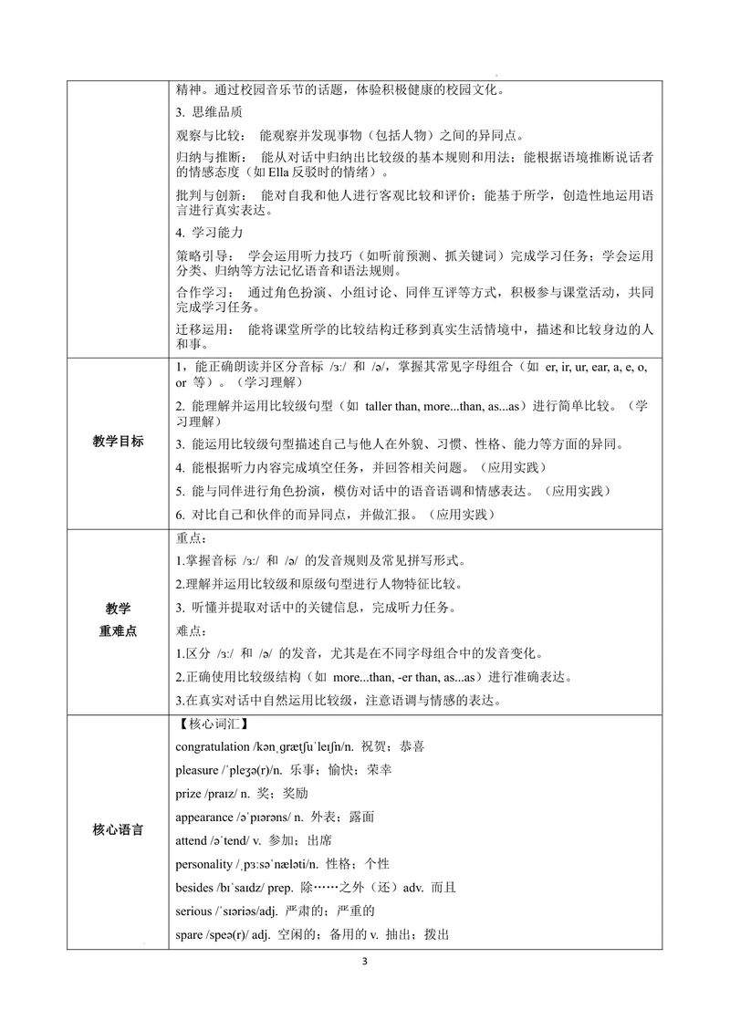 《Unit3课时2SectionA（Pronunciation&2a-2e）（教学设计）英语人教版2024八年级上册_初中英语789_最新人教版英语八年级上册_新版_初中英语8上新更新第二套可选择_2教案_U3》第3页预览