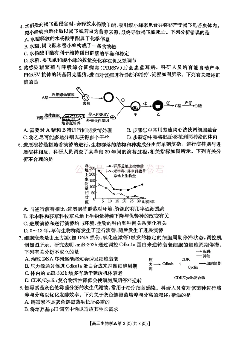 《生物试题卷(26-313C)四川卷四川省金太阳2026届高三年级3月全国百万联考(26-313C)（3.13-3.14）_12.2026年4月全国各地高考模拟卷》第2页预览