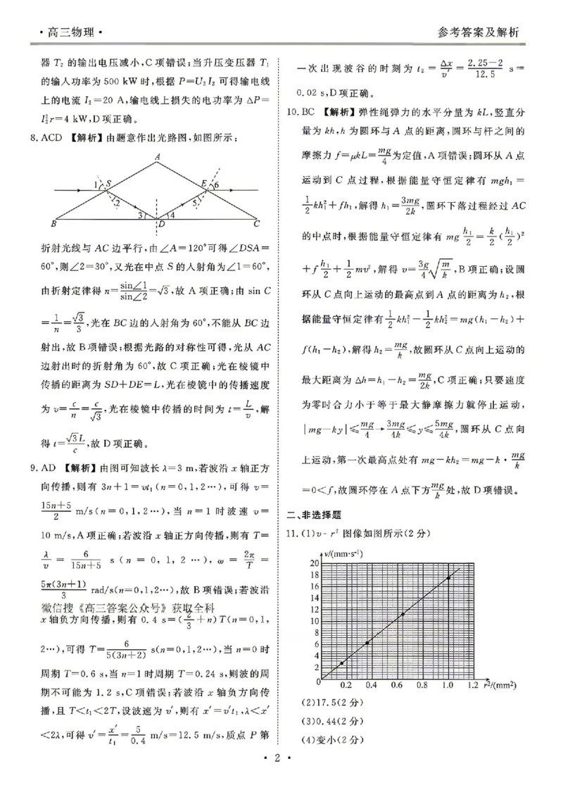 《物理答案_2024-2027高三（6-6月题库）_2026年05月高三试卷_260513衡水金卷2026届高三下学期5月份学情调研》第2页预览