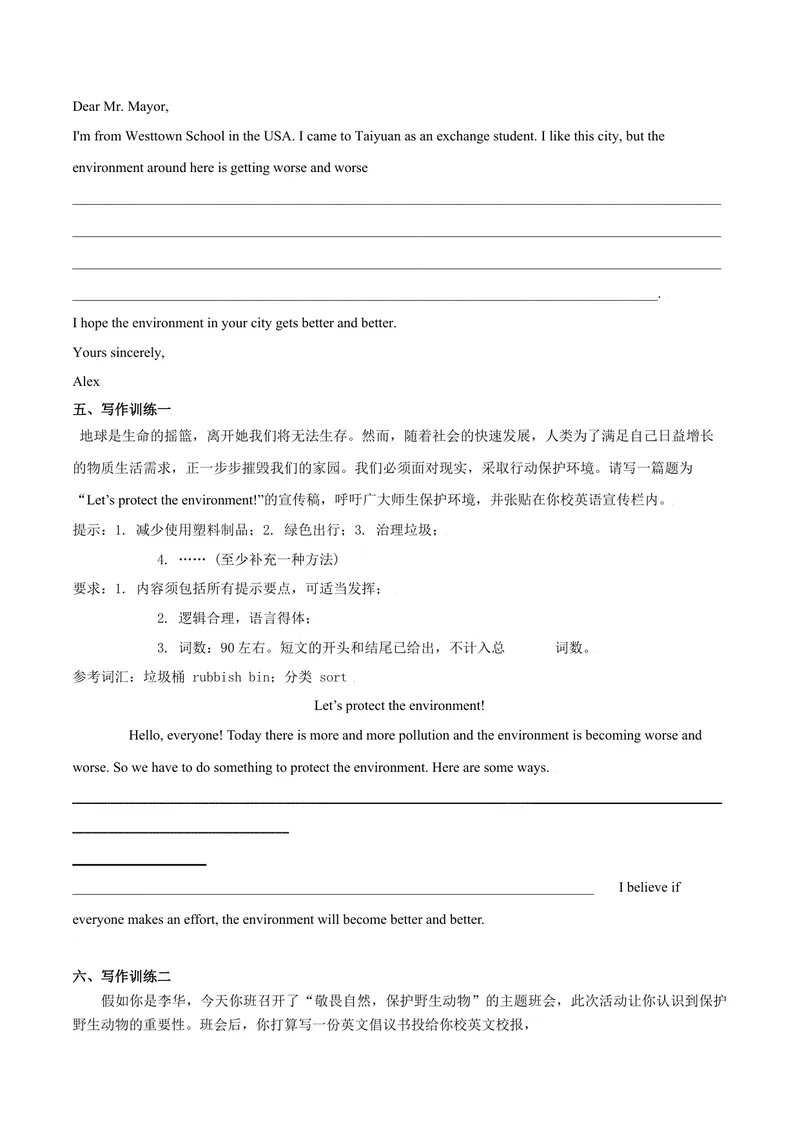 《专题13九全Unit13写作主题：保护环境--2021-2022学年九年级英语单元话题写作（人教版）_初中英语789_26秋最新人教版英语九年级上册_26秋人教九上_39、赠送其它资料_旧版资料_4.习题试卷》第4页预览