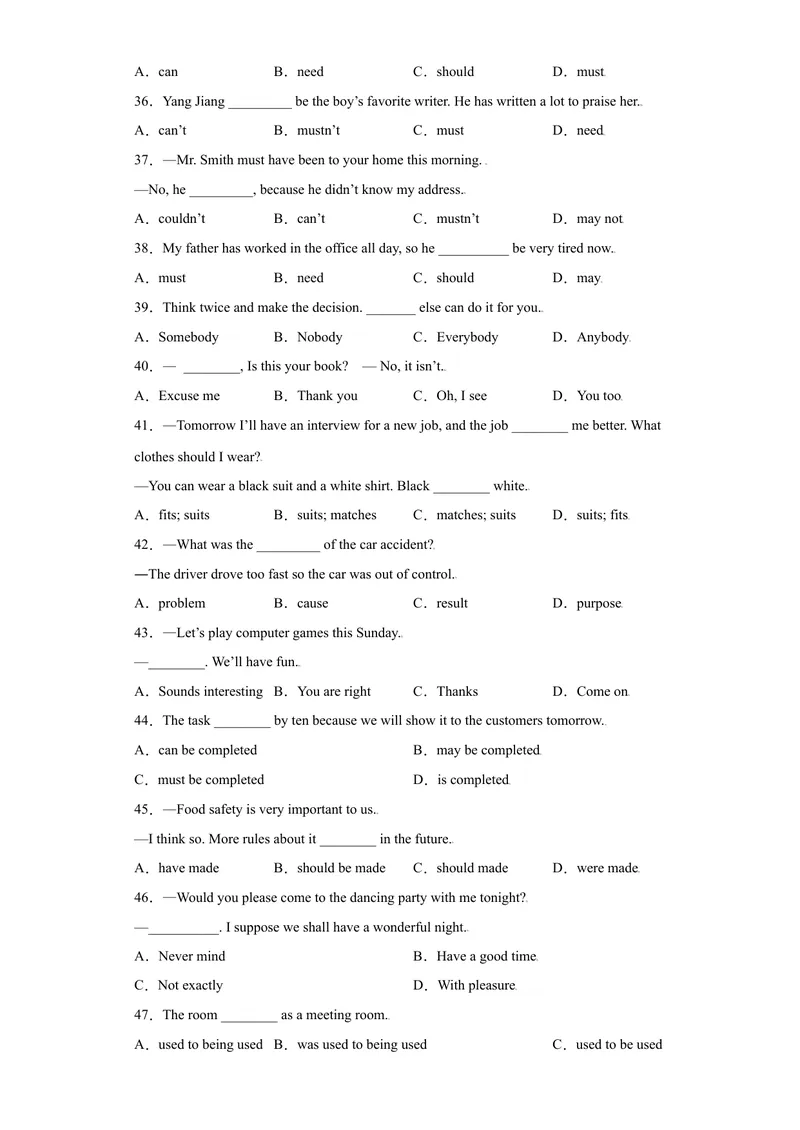 《专题07单项选择100道（知识点全覆盖）-2021-2022学年九年级英语上学期期末复习查缺补漏冲刺满分（人教版）_初中英语789_26秋最新人教版英语九年级上册_26秋人教九上_39、赠送其它资料》第5页预览