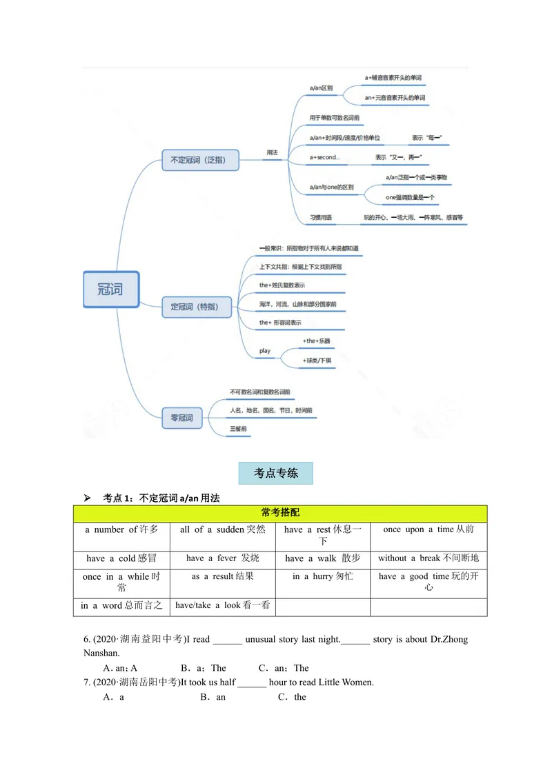 《中考专项3-冠词_初中英语789_26秋最新人教版英语九年级上册_26秋人教九上_39、赠送其它资料_旧版资料_10.知识点复习资料_赠送：中考复习资料_中考专项复习_中考复习专项（三）—冠词》第2页预览