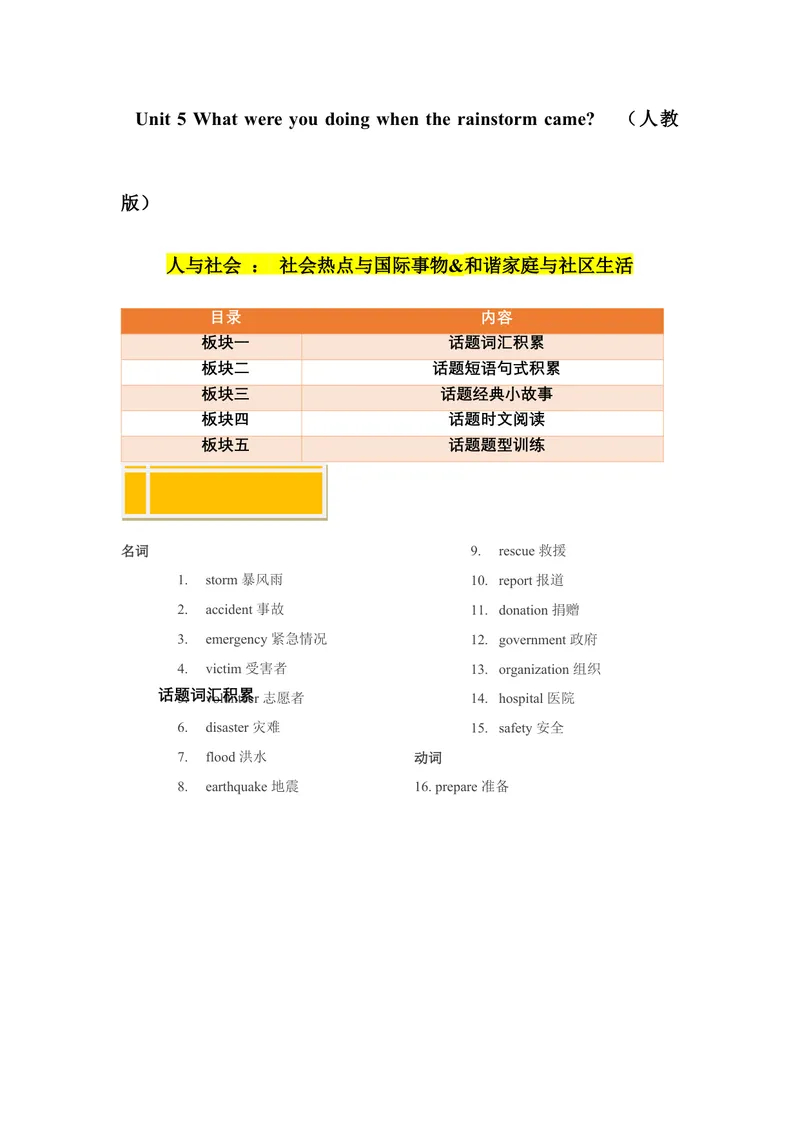 《Unit5（人与社会：社会热点与国际事物&和谐家庭与社区生活）（教师版）_初中英语789_最新人教版英语八年级下册_旧版（有参考价值）_版本二_八年级英语下册（人教版）_2025版》第1页预览