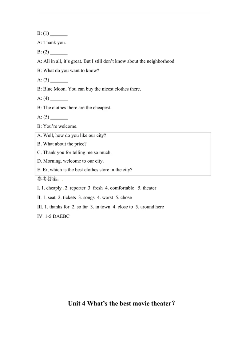 《unit4练习1四课时含答案_初中英语789_最新人教版英语八年级上册_老版（含有参考价值）_03练习和试卷人教版初中英语八上（多版本）易提分旗舰店_同步练习三套_同步练习1》第2页预览