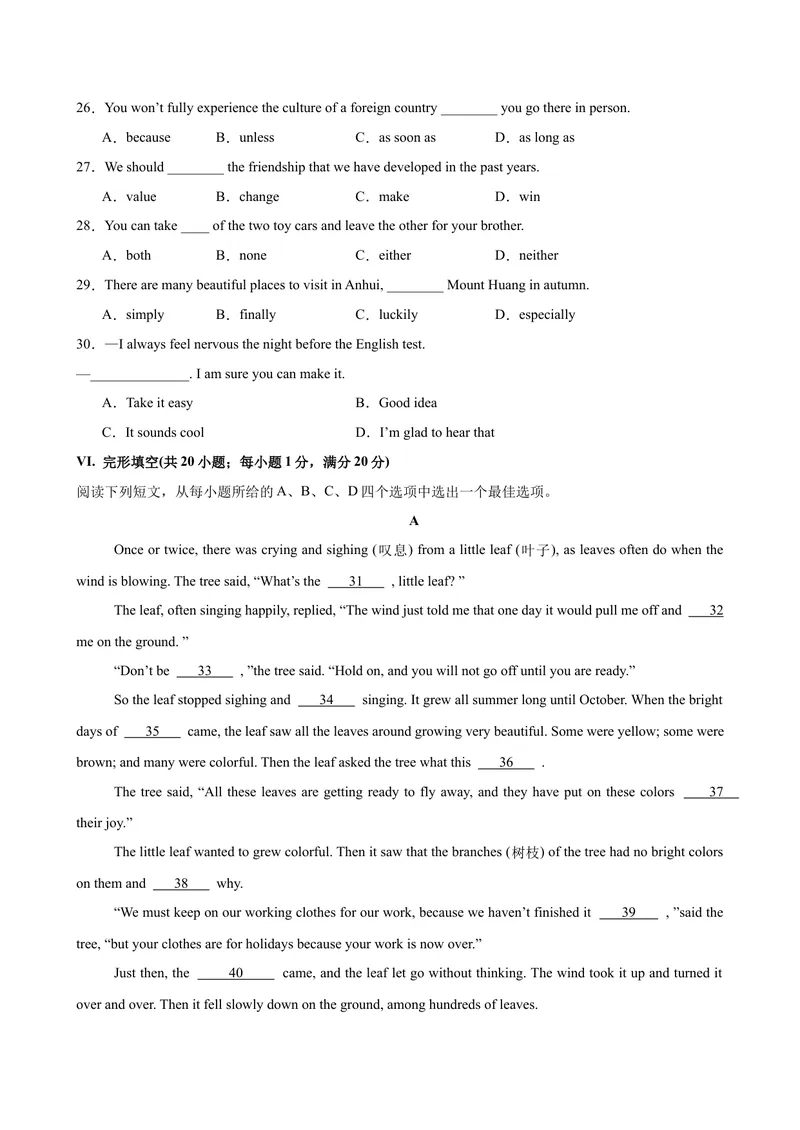 《八年级安徽期末考试(学生版)_初中英语789_最新人教版英语八年级下册_旧版（有参考价值）_版本二_八年级英语下册（人教版）_单元重难点易错题精练-U216》第4页预览