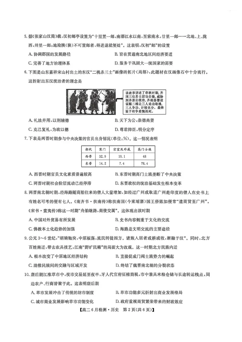 《河南省洛阳市洛阳强基联盟2025-2026学年高二下学期6月阶段测试历史_2024-2027高二(7-7月题库)_2026年06月高二试卷_260615河南省洛阳市强基联盟2025-2026学年高二下学期6月阶段检测(全)》第2页预览