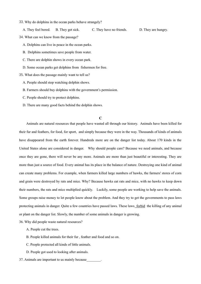 《Unit7单元测试（学生版）_初中英语789_最新人教版英语八年级下册_旧版（有参考价值）_版本二_八年级英语下册（人教版）_大单元教学课件+教学设计-U44_Unit7What'sthehighestmountainintheworld》第5页预览