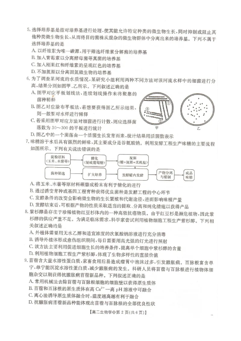 《生物-河北省金太阳2025-2026学年下学期高二年级4月月考(26-315B)_2024-2027高二(7-7月题库)_2026年04月高二试卷_260417河北省金太阳2025-2026学年下学期高二年级4月月考(26-315B)》第2页预览