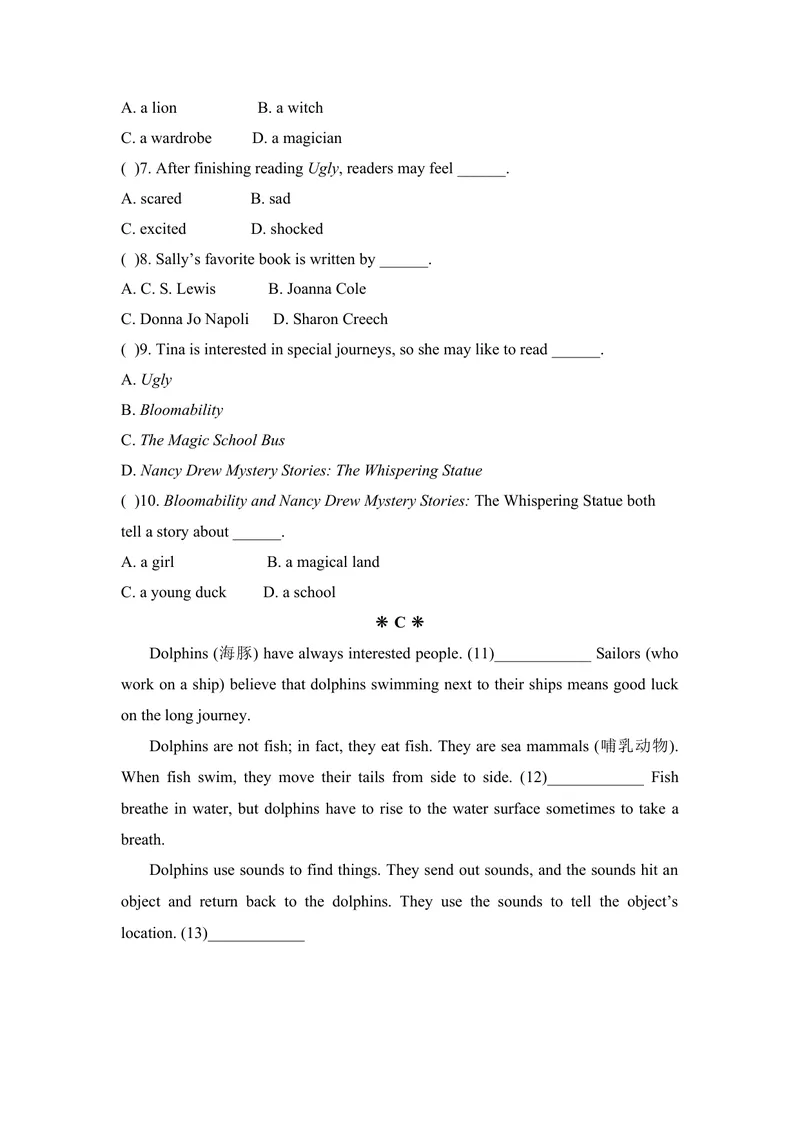 《九年级Unit7Teenagersshouldbeallowedtochoosetheirownclothes.单元基础水平测试题_初中英语789_26秋最新人教版英语九年级上册_26秋人教九上_39、赠送其它资料_旧版资料_4.习题试卷_单元测试卷3》第6页预览