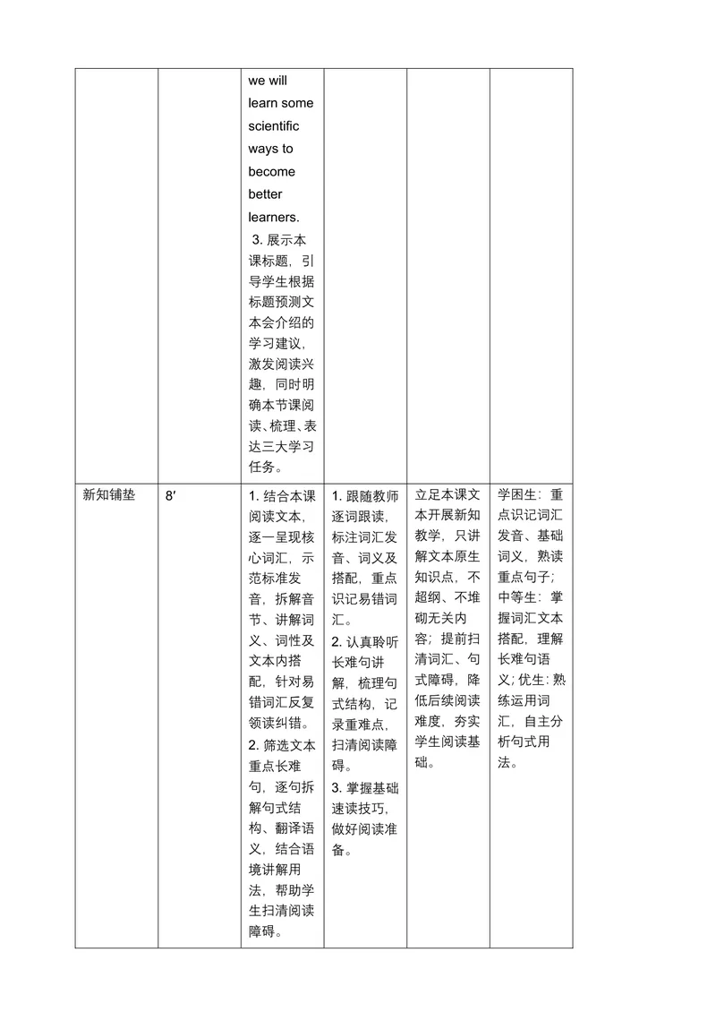 《人教版九年级上册Unit3SmartLearningSectionB1a-1e教学设计详案（阅读课）_初中英语789_26秋最新人教版英语九年级上册_26秋人教九上_00、教案（表格式含反思）word版更新中_3单元》第4页预览