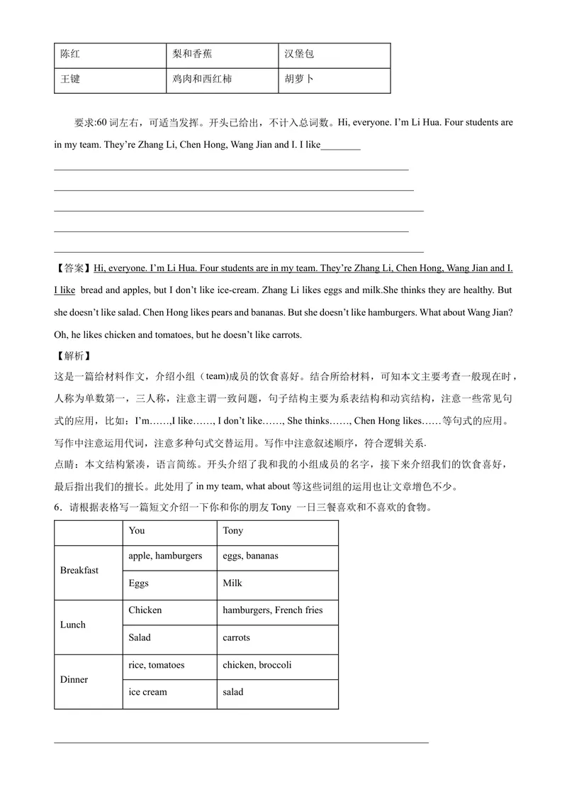 《Unit6单元话题满分范文必背-七年级英语上册单元重难点易错题精练（人教版）_初中英语789_最新人教版英语七年级上册_英语7上最新改版_04.英语7上-试题_专题训练》第4页预览