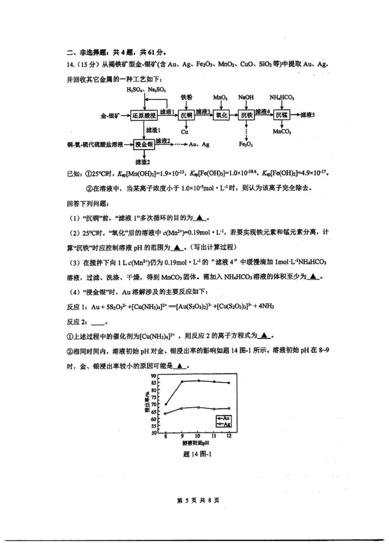 《江苏泰州中学2026年高二下学期5月质量监测化学试题+答案_2024-2027高三（6-6月题库）_2026年06月高三试卷（数理化）_2026年6月高中化学试题汇编_0602化学》第5页预览
