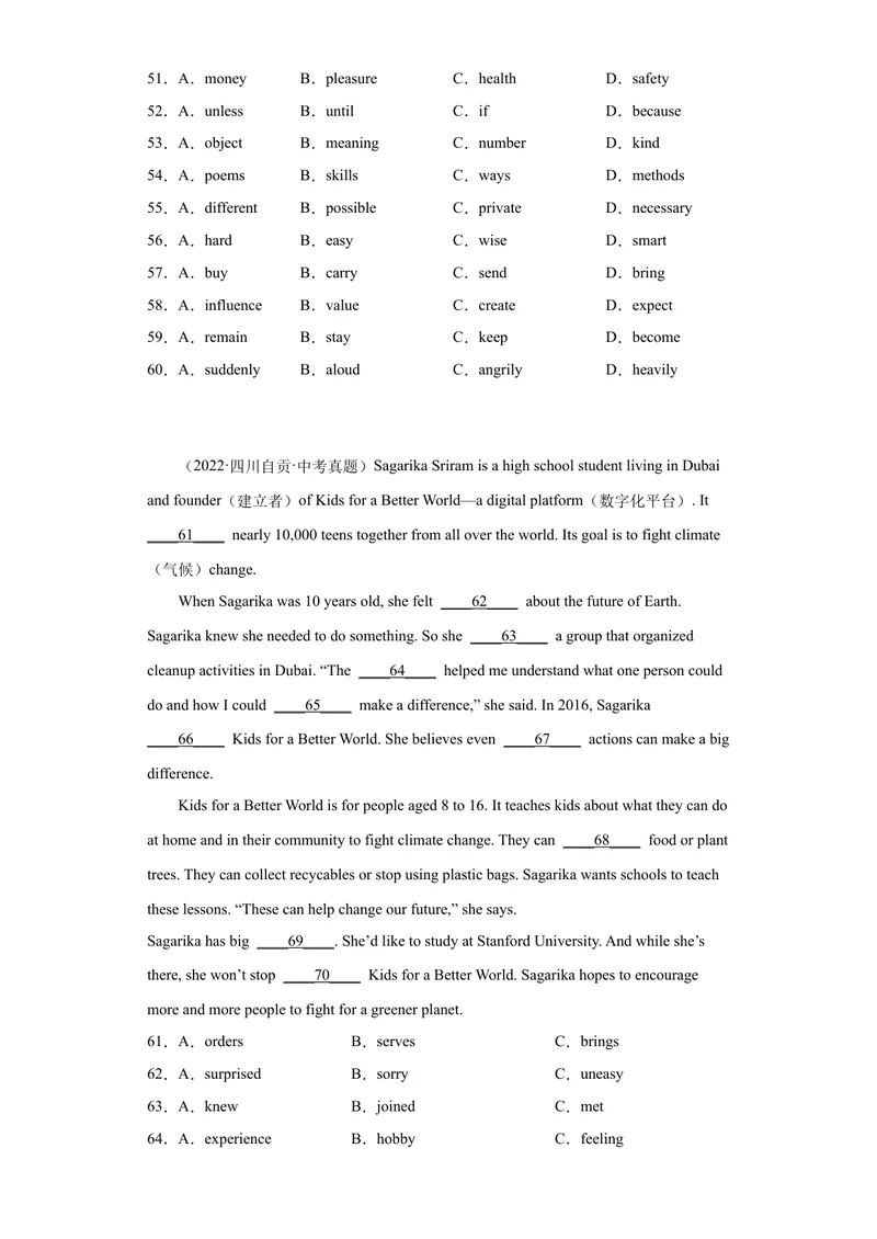 《专题19-完形填空（二）20篇-（原卷版）_初中英语789_旧版人教版英语九年级全册_旧版可参考_06.英语9全一册-试题_专项训练_专题19-完形填空（二）20篇》第6页预览