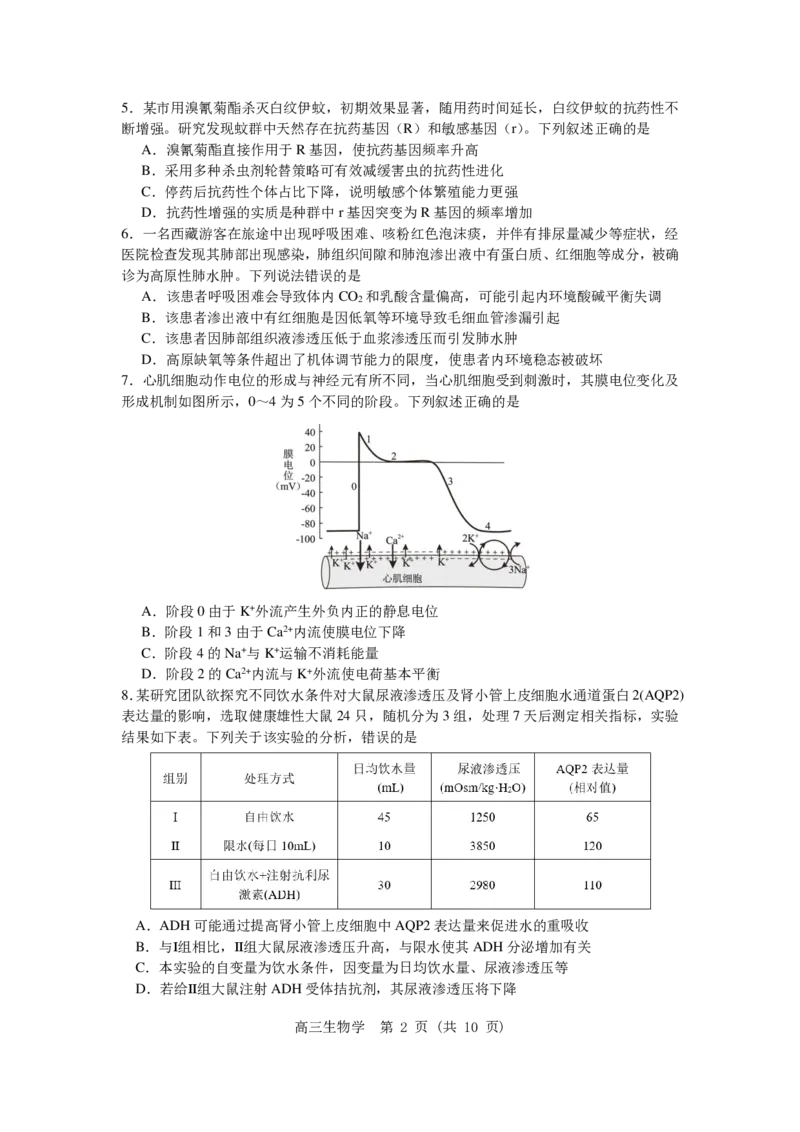 《沈阳二中2025-2026学年度下学期模拟考试生物_2024-2027高三（6-6月题库）_2026年05月高三试卷_260519辽宁省沈阳二中2025-2026学年度下学期模拟考试（三模）（全科）》第2页预览