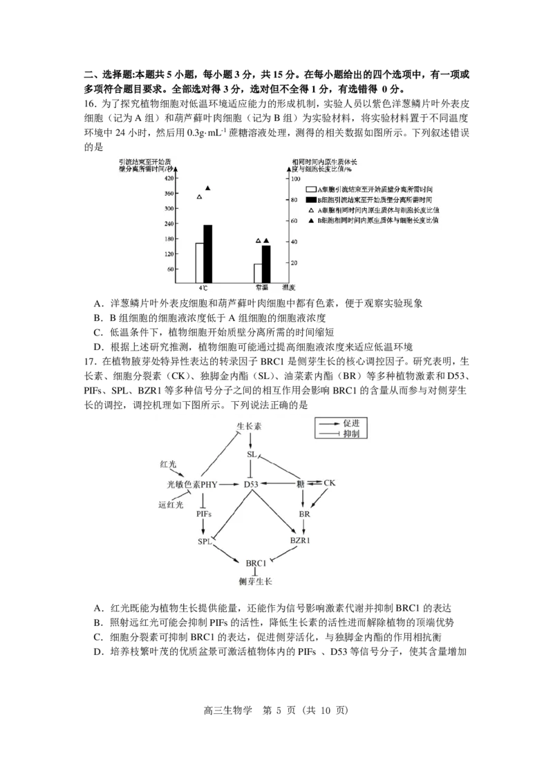 《沈阳二中2025-2026学年度下学期模拟考试生物_2024-2027高三（6-6月题库）_2026年05月高三试卷_260519辽宁省沈阳二中2025-2026学年度下学期模拟考试（三模）（全科）》第5页预览