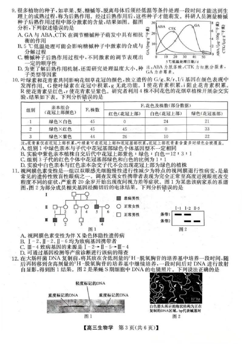 《生物试卷（含答案）-安徽省合肥市2026届高三下学期5月教学质量检测（三模）_2024-2027高三（6-6月题库）_2026年05月高三试卷》第3页预览