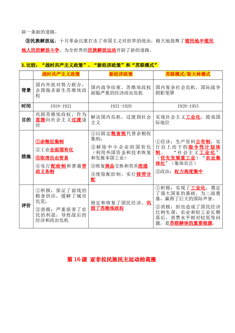 《第七单元两次世界大战、十月革命与国际秩序的演变（知识清单）-（中外历史纲要下）_新版高中_高中历史新版_高中历史纲要下（统编版）_单元复习专项-P43_2025版》第4页预览