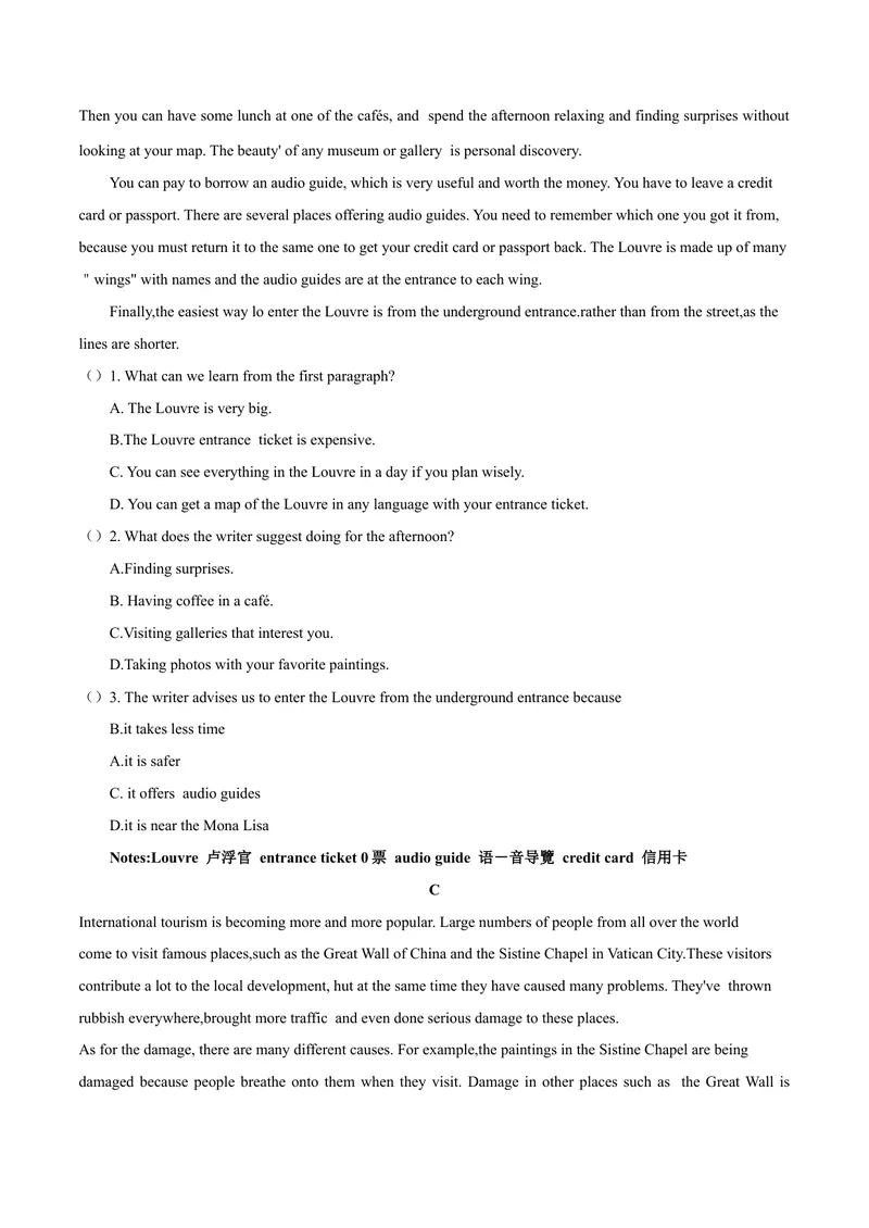 《话题3旅游与交通--2021-2022学年九年级英语话题阅读（人教版）_初中英语789_26秋最新人教版英语九年级上册_26秋人教九上_39、赠送其它资料_旧版资料_4.习题试卷》第4页预览