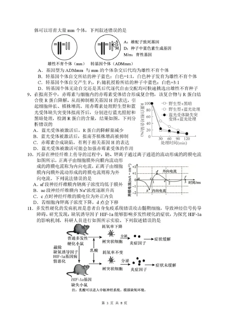 《绵阳南山中学高2023级高考热手考试生物_2024-2027高三（6-6月题库）_2026年06月高三试卷_260603四川省绵阳南山中学高2023级高考热手考试（全科）》第3页预览