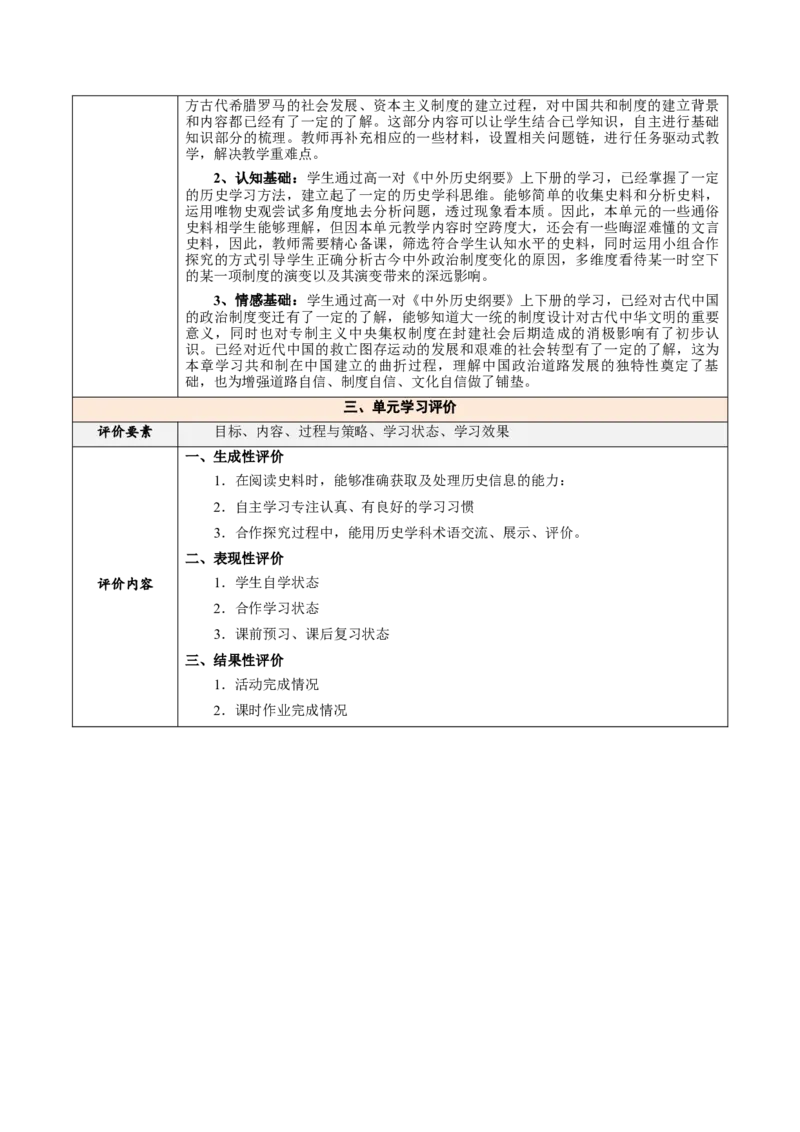《第一单元政治制度（大单元教学设计）-（统编版选择性必修一）_新版高中_高中历史新版_高中历史选择性必修1（统编版）_大单元教学课件+教学设计-P21_第一单元政治制度（1-4）》第3页预览
