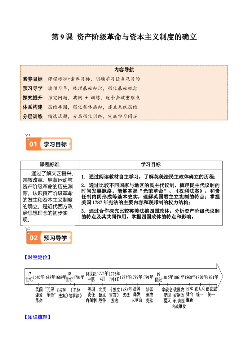 《第9课资产阶级革命与资本主义制度的确立（教师版）_新版高中_高中历史新版_高中历史纲要下（统编版）_同步讲义-P5_2025版》第1页预览