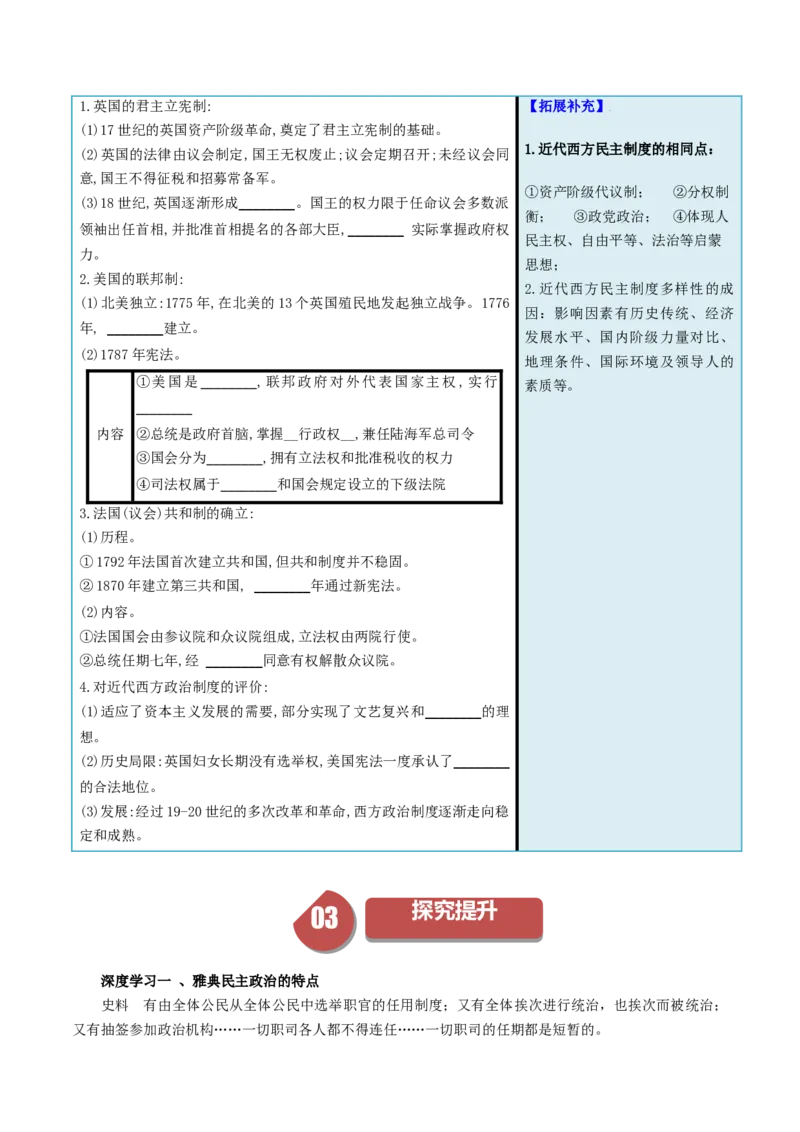 《第2课西方国家古代和近代政治制度的演变（填空版）_新版高中_高中历史新版_高中历史选择性必修1（统编版）_同步讲义-P5_2024版》第4页预览