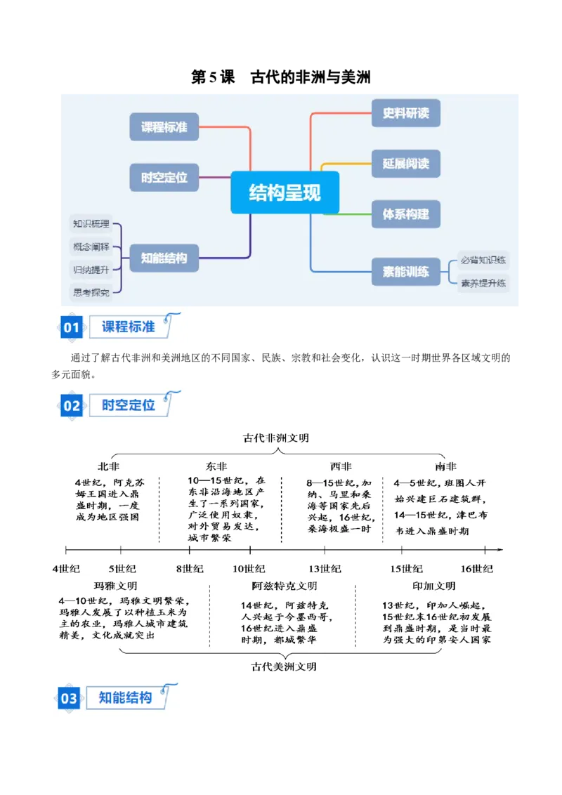 《第5课古代的非洲与美洲（教师版）_新版高中_高中历史新版_高中历史纲要下（统编版）_同步讲义-P5_2024版》第1页预览