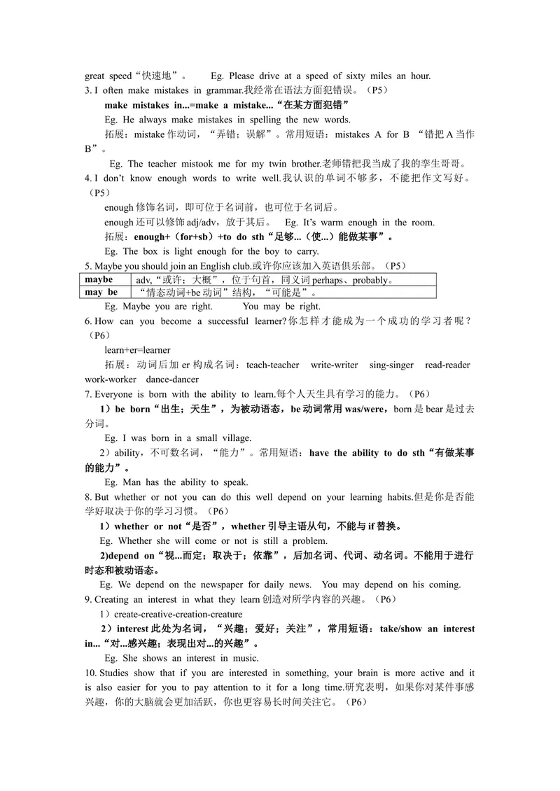 《新人教版9年级英语全一册知识点总结_初中英语789_26秋最新人教版英语九年级上册_26秋人教九上_39、赠送其它资料_旧版资料_14.知识点》第6页预览