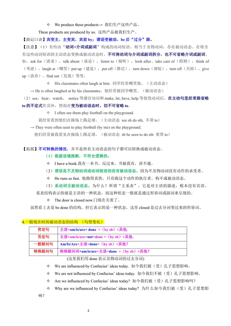 《被动语态（讲练结合教师版）_初中英语789_26秋最新人教版英语九年级上册_26秋人教九上_15、单元语法讲义+练习学生版+教师版word版》第2页预览