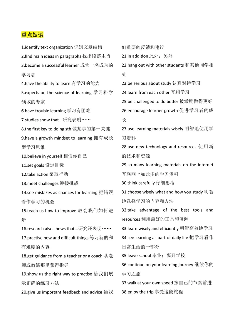 《新人教版九上U3知识清单+默写_初中英语789_26秋最新人教版英语九年级上册_26秋人教九上_39、赠送其它资料_18知识清单》第8页预览