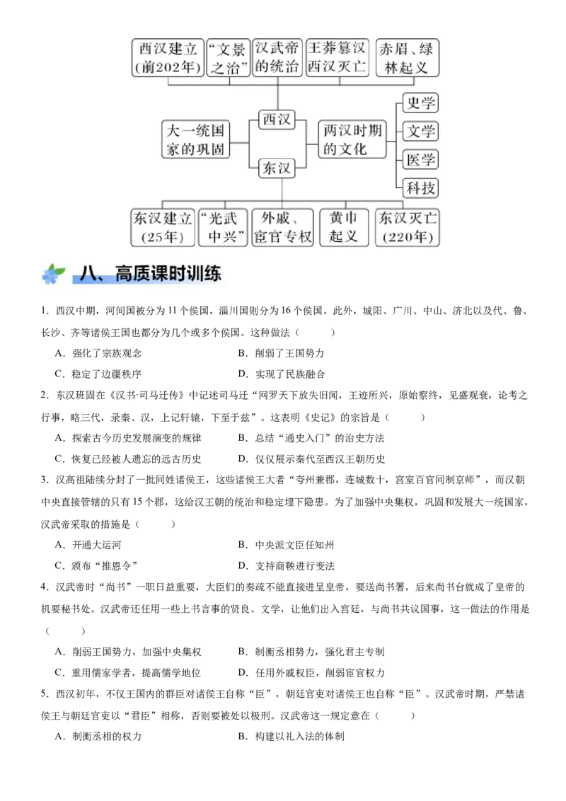《第4课西汉与东汉——统一多民族封建国家的巩固（学案）-（统编版中外历史纲要上册）_新版高中_高中历史新版_高中历史纲要上（统编版）_大单元教学课件+教学设计-P21》第10页预览