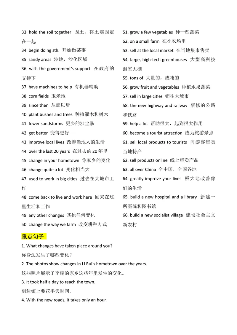 《新人教版九上知识清单U1（送默写版）_初中英语789_26秋最新人教版英语九年级上册_26秋人教九上_08、单元知识清单背诵版+默写版PDF版+word版_知识清单WORD版本》第4页预览