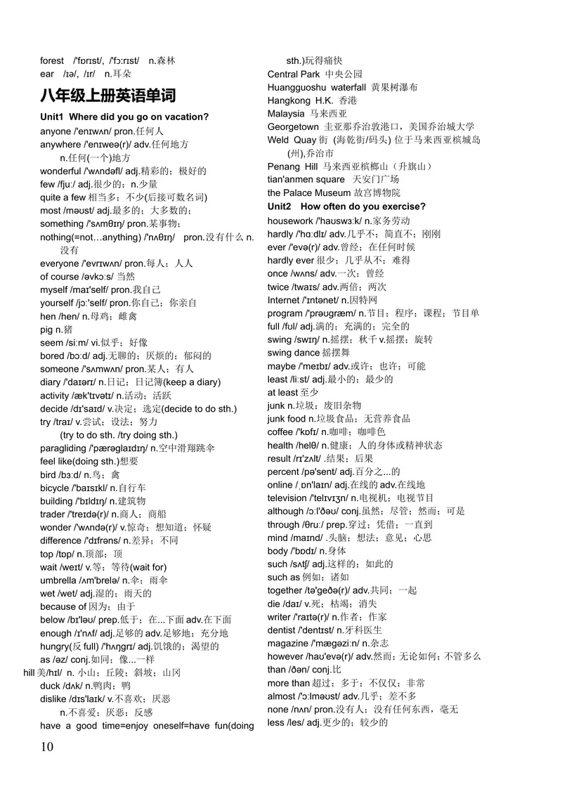 《初中全部英语单词表(含音标)_初中英语789_最新人教版英语八年级下册_旧版（有参考价值）_版本二_八年级英语下册（人教版）_单词专项》第10页预览
