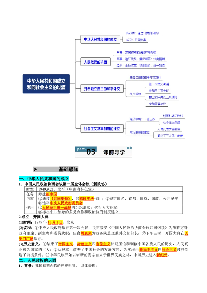 《第25课中华人民共和国成立和向社会主义的过渡（教师版）_新版高中_高中历史新版_高中历史纲要上（统编版）_同步讲义-P5_2025版》第2页预览