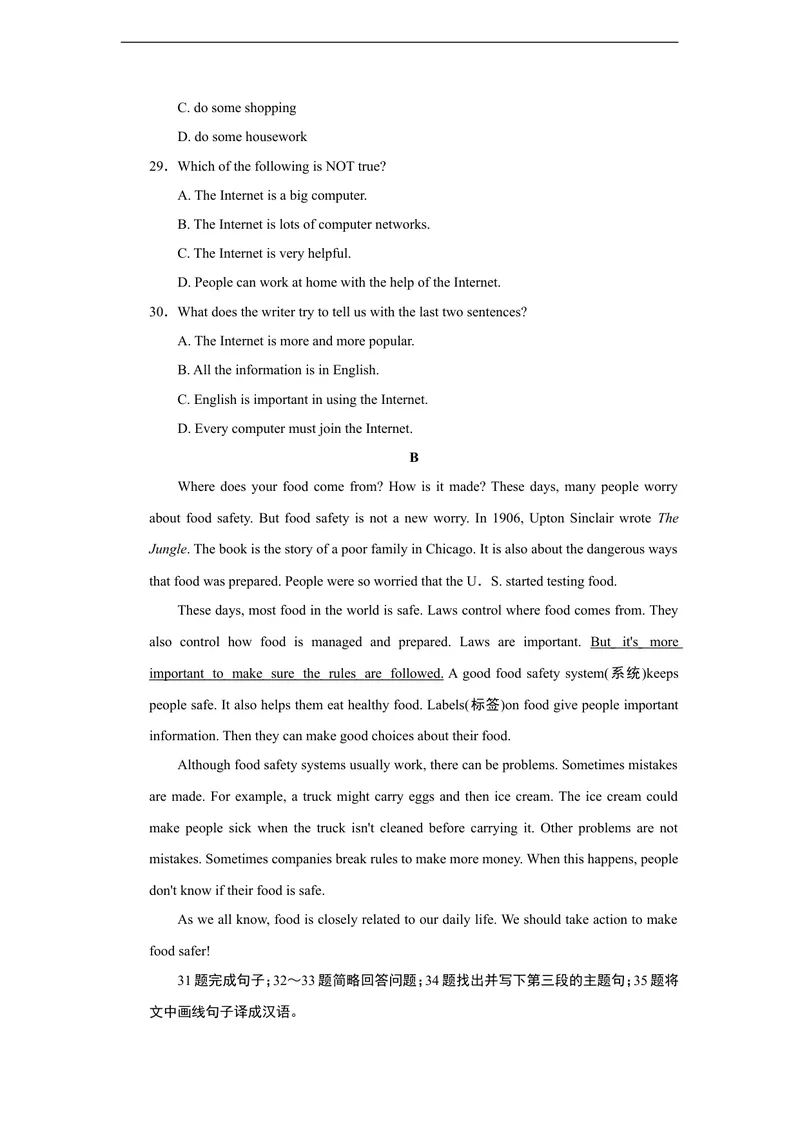 《点拨单元达标测试卷_初中英语789_最新人教版英语八年级上册_老版（含有参考价值）_03练习和试卷人教版初中英语八上（多版本）易提分旗舰店_单元过关卷+达标测试卷(含听力)_29》第4页预览
