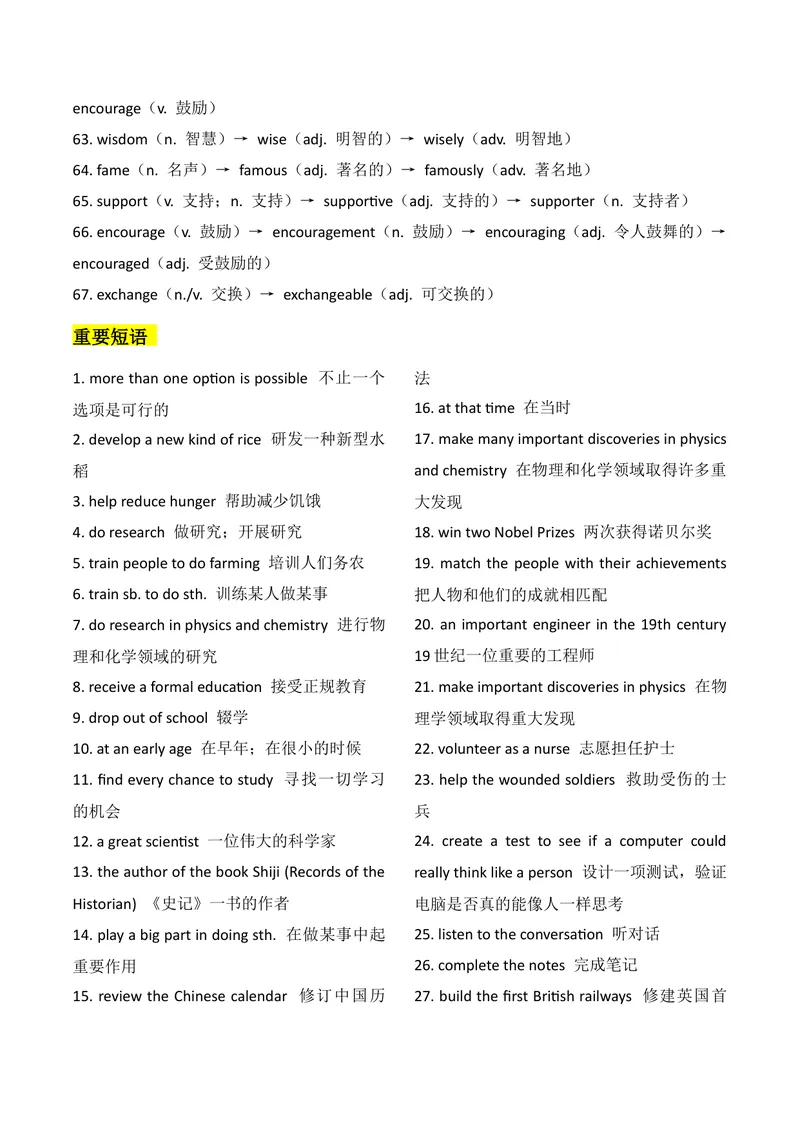 《新人教版九上知识清单U2（送默写版）(1)_初中英语789_26秋最新人教版英语九年级上册_26秋人教九上_08、单元知识清单背诵版+默写版PDF版+word版_知识清单WORD版本》第4页预览