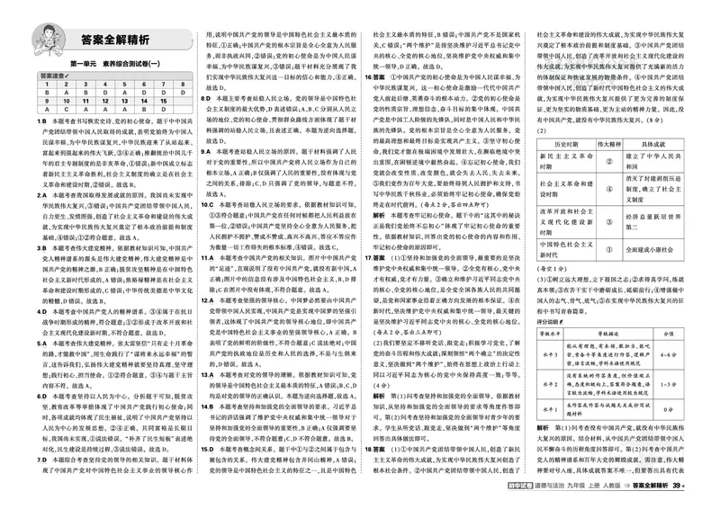 《答案_1062027《曲一线•5年中考3年模拟初中试卷》（7-9年级上）_2027《曲一线•5年中考3年模拟初中试卷》（9年级上）（道法）（人教版）》第1页预览