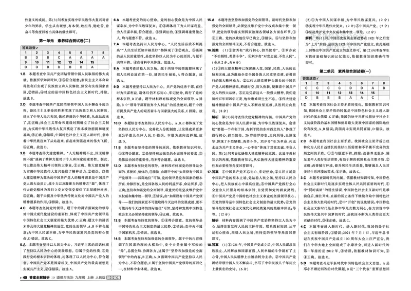 《答案_1062027《曲一线•5年中考3年模拟初中试卷》（7-9年级上）_2027《曲一线•5年中考3年模拟初中试卷》（9年级上）（道法）（人教版）》第2页预览