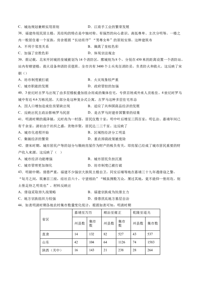 《第四单元村落、城镇与居住环境（选择题专练100题）（选择性必修2：经济与社会生活）_新版高中_高中历史新版_高中历史选择性必修2（统编版）_单元复习专项-P43_2024版》第9页预览