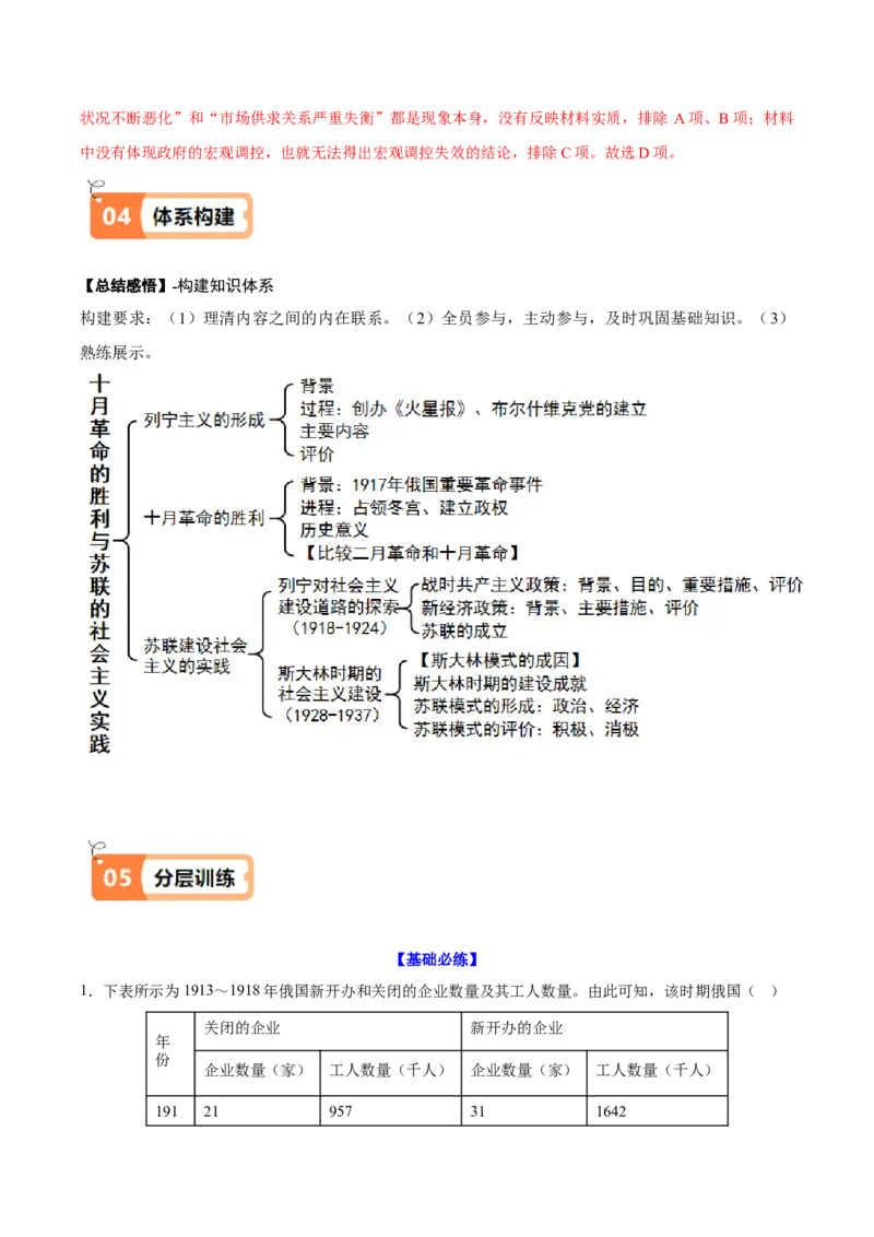 《第15课十月革命的胜利与苏联的社会主义实践（教师版）_新版高中_高中历史新版_高中历史纲要下（统编版）_同步讲义-P5_2025版》第7页预览