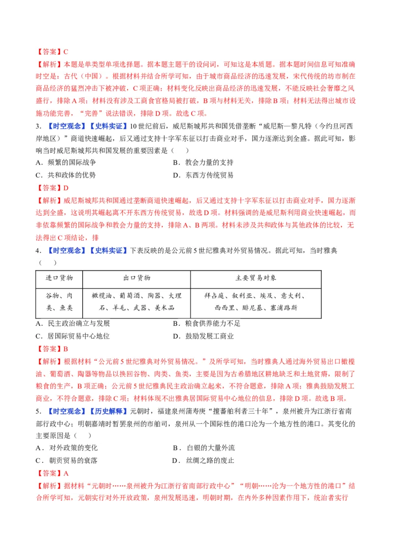 《第7课古代的商业贸易（分层训练）（教师版）_新版高中_高中历史新版_高中历史选择性必修2（统编版）_大单元教学课件+教学设计-P21_第三单元商业贸易与日常生活》第2页预览