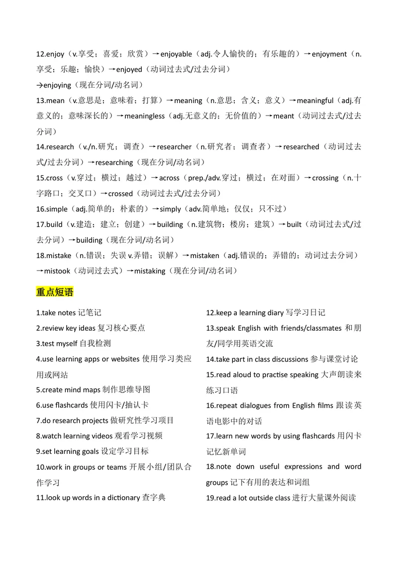 《新人教版九上知识清单U3（送默写版）(1)_初中英语789_26秋最新人教版英语九年级上册_26秋人教九上_08、单元知识清单背诵版+默写版PDF版+word版_知识清单WORD版本》第2页预览