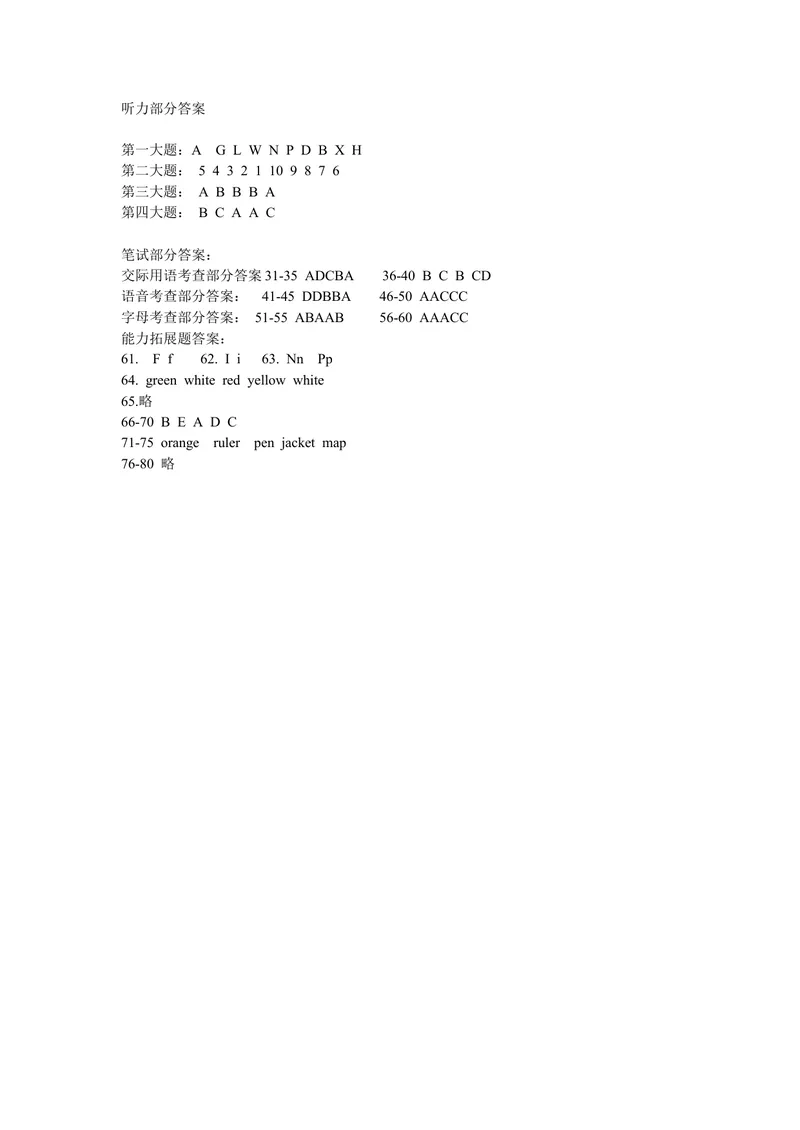 《参考答案_初中英语789_最新人教版英语七年级上册_七上英语旧版_第二套_人教版英语七年级上册通用资源_人教版英语七年级上册通用资源_测试卷_七年级上英语试题3》第1页预览