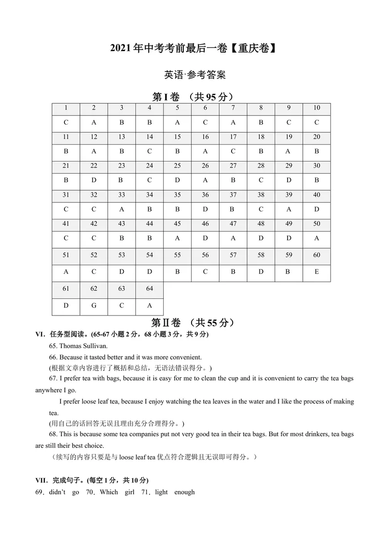 《英语-（重庆卷）试题猜想2021年中考考前最后一卷（参考答案）_初中英语789_26秋最新人教版英语九年级上册_人教版英语九年级全册_人教版初中英语9全一册_4.试题试卷_中考模拟卷》第1页预览