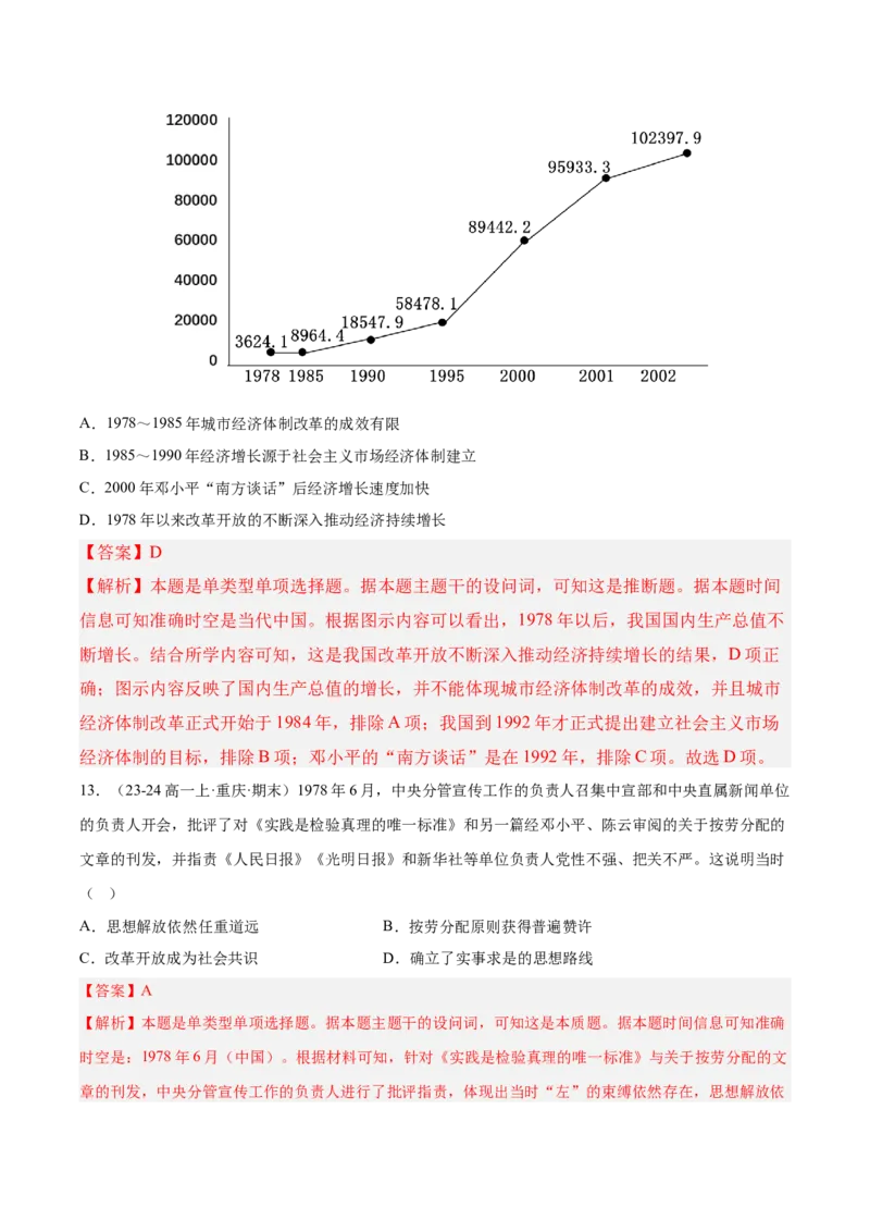 《第十单元改革开放和社会主义现代化建设新时期（期中期末真题重组卷）（教师版）_新版高中_高中历史新版_高中历史纲要上（统编版）_单元复习专项-P43_2025版》第7页预览