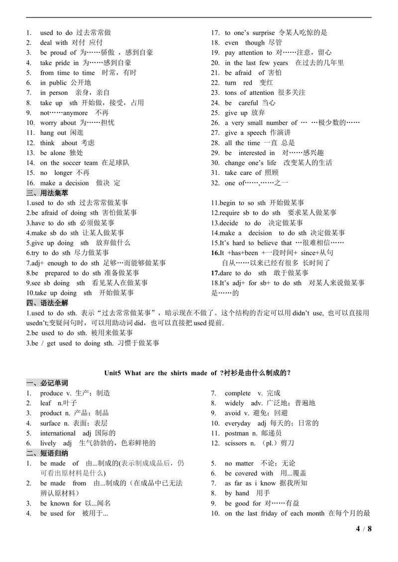 《新人教版9年级英语1-7单元知识点总结_初中英语789_26秋最新人教版英语九年级上册_26秋人教九上_39、赠送其它资料_旧版资料_14.知识点》第4页预览